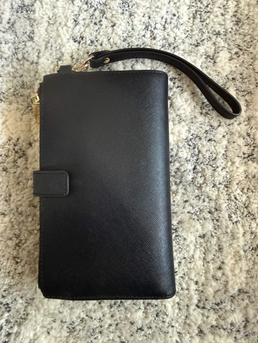 Michael Kors Black Saffiano Leather Wristlet Wallet with Gold Logo - Picture 3 of 4